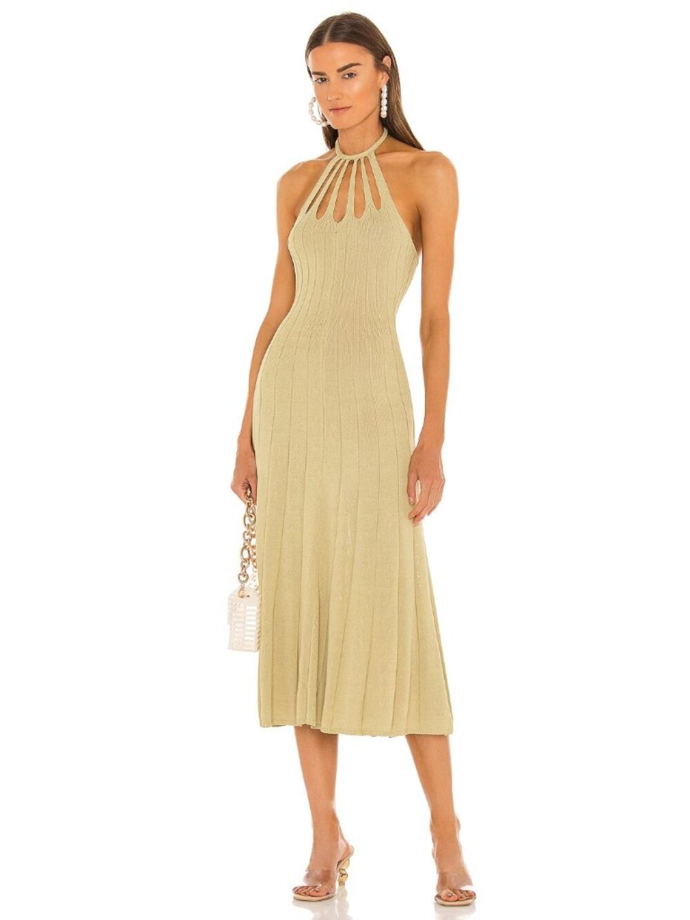 Cult Gaia Dawn Knit Dress in Khaki Green